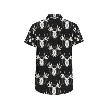 Moose Pattern Print Design 02 Men's Short Sleeve Button Up Shirt