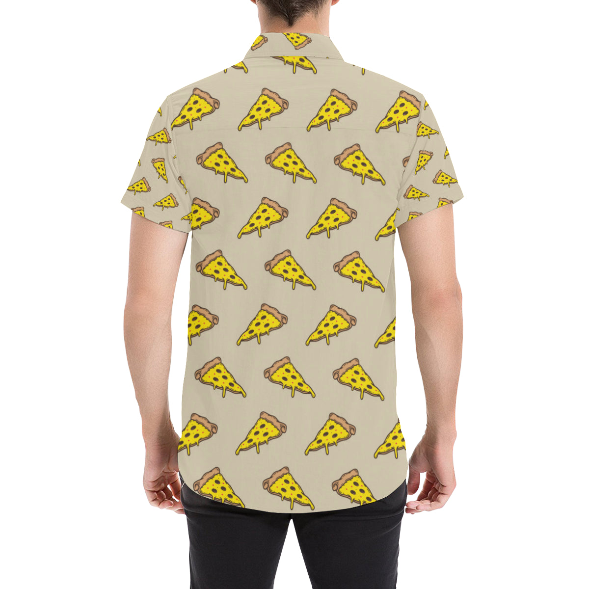 Pizza Pattern Print Design A04 Men's Short Sleeve Button Up Shirt