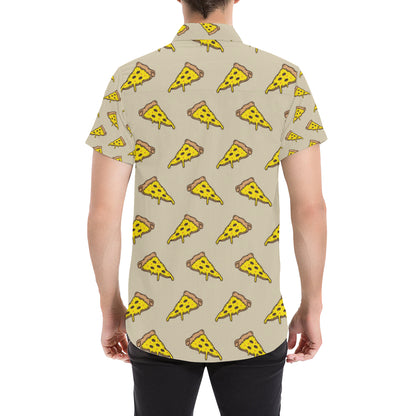 Pizza Pattern Print Design A04 Men's Short Sleeve Button Up Shirt
