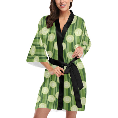 Cucumber Pattern Print Design CC03 Women's Short Kimono