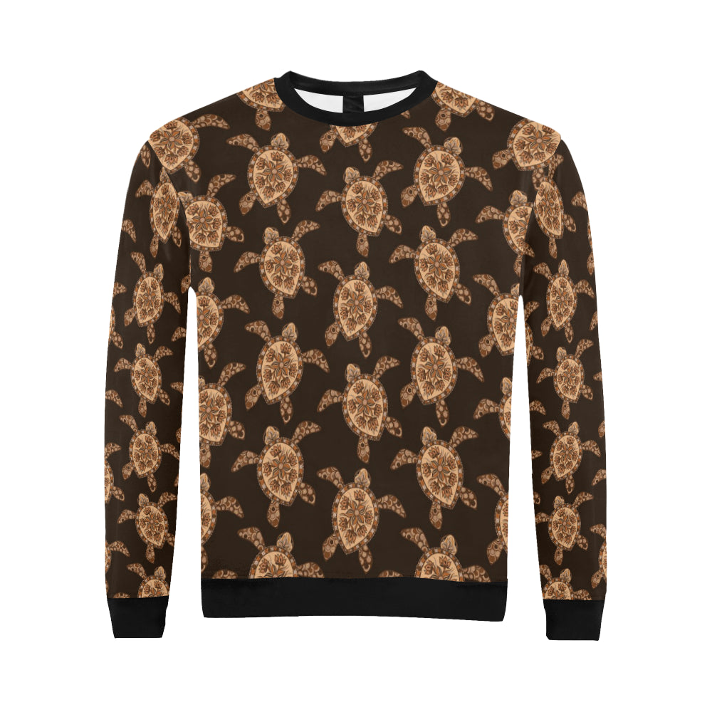 Tribal Sea Turtle Pattern Print Design T09 Men Long Sleeve Sweatshirt