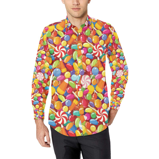 Candy Pattern Print Design 02 Men's Long Sleeve Shirt