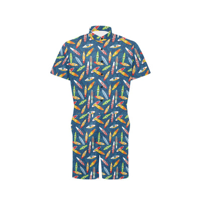 Surfboard Pattern Print Men's Romper