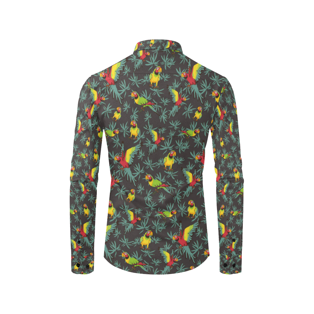 Parrot Themed Print Men's Long Sleeve Shirt