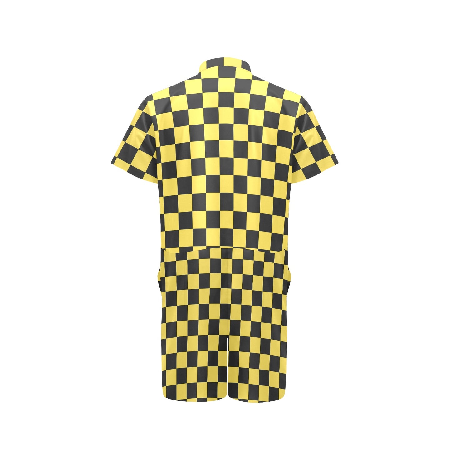 Checkered Yellow Pattern Print Design 03 Men's Romper