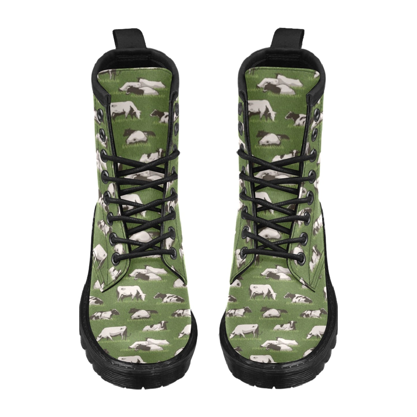 Cow on Grass Print Pattern Women's Boots