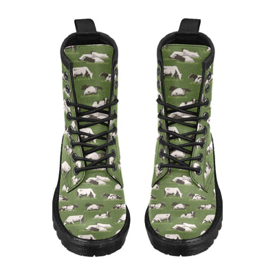 Cow on Grass Print Pattern Women's Boots