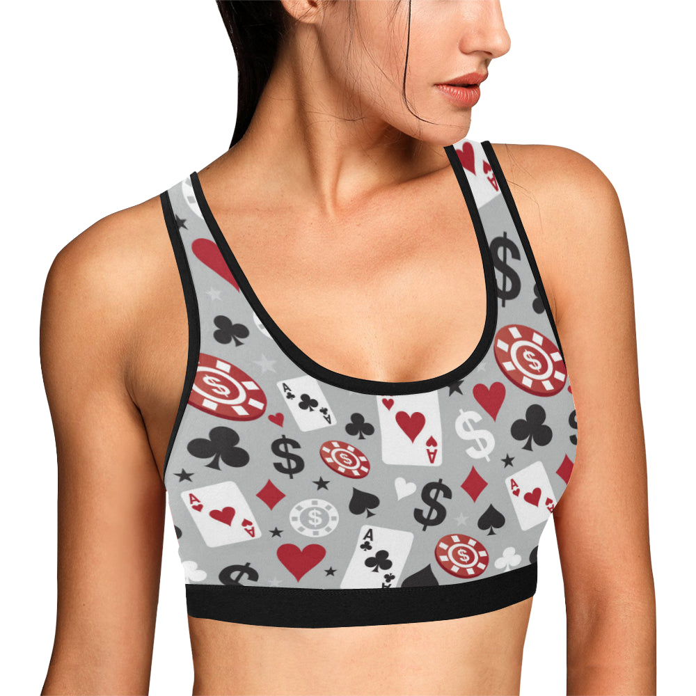 Casino Pattern Print Design 01 Sports Bra