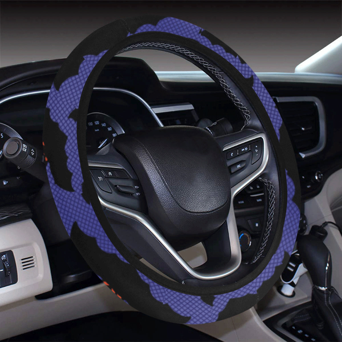 Bat Halloween Pattern Print Design 02 Steering Wheel Cover with Elastic Edge