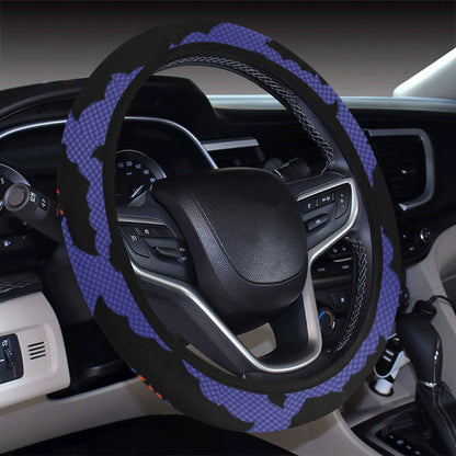 Bat Halloween Pattern Print Design 02 Steering Wheel Cover with Elastic Edge