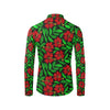 Red Hibiscus Embroidered Pattern Print Design HB03 Men's Long Sleeve Shirt