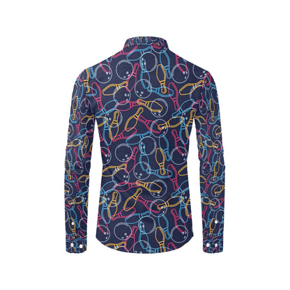 Bowling Pattern Print Design 07 Men's Long Sleeve Shirt