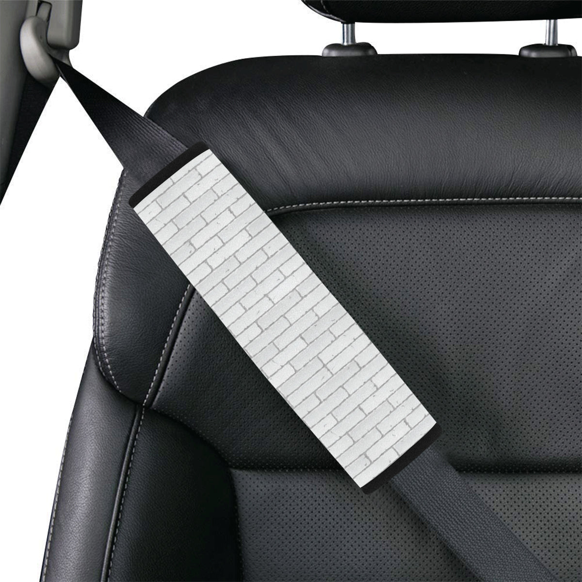 Brick White Pattern Print Design 03 Car Seat Belt Cover