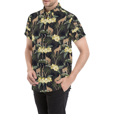 Cheetah Pattern Print Design 04 Men's Short Sleeve Button Up Shirt