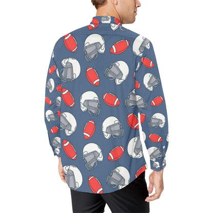 American Football Helmet Design Pattern Men's Long Sleeve Shirt