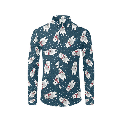Polar Bear Pattern Print Design PB05 Men's Long Sleeve Shirt