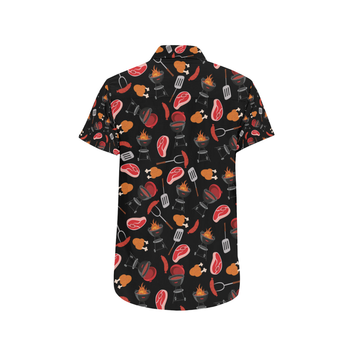 Barbecue Pattern Print Design 04 Men's Short Sleeve Button Up Shirt