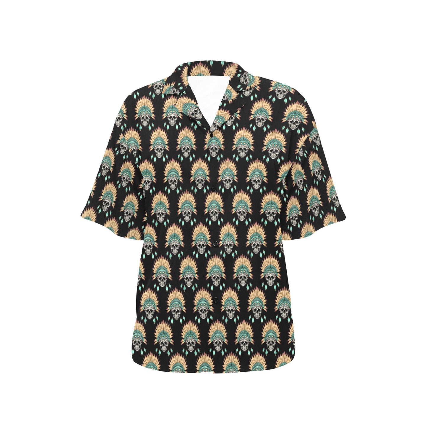 American indian Skull Pattern Women's Hawaiian Shirt