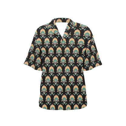 American indian Skull Pattern Women's Hawaiian Shirt
