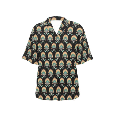 American indian Skull Pattern Women's Hawaiian Shirt