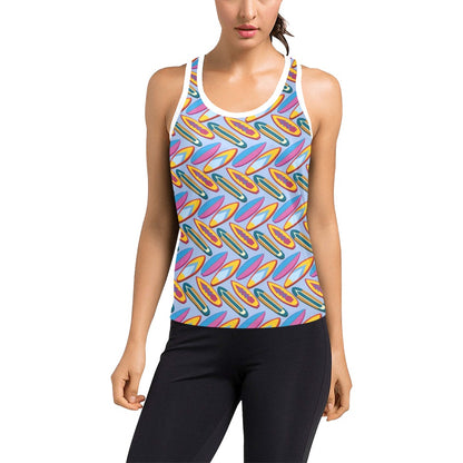 Surfboard Pattern Print Design LKS303 Women's Racerback Tank Top