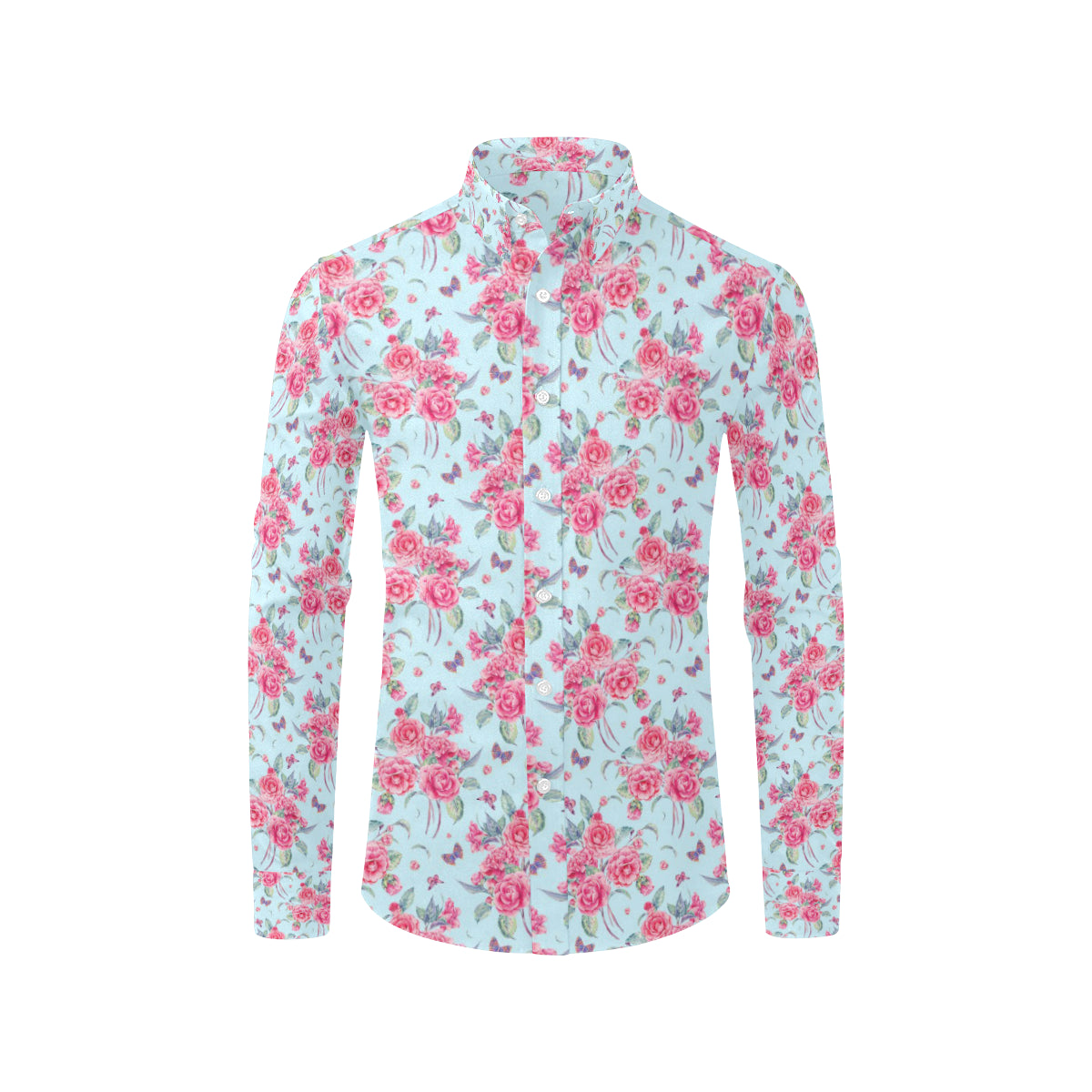 Camellia Pattern Print Design 01 Men's Long Sleeve Shirt