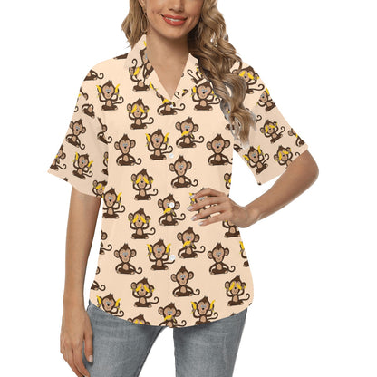 Monkey Pattern Print Design 03 Women's Hawaiian Shirt