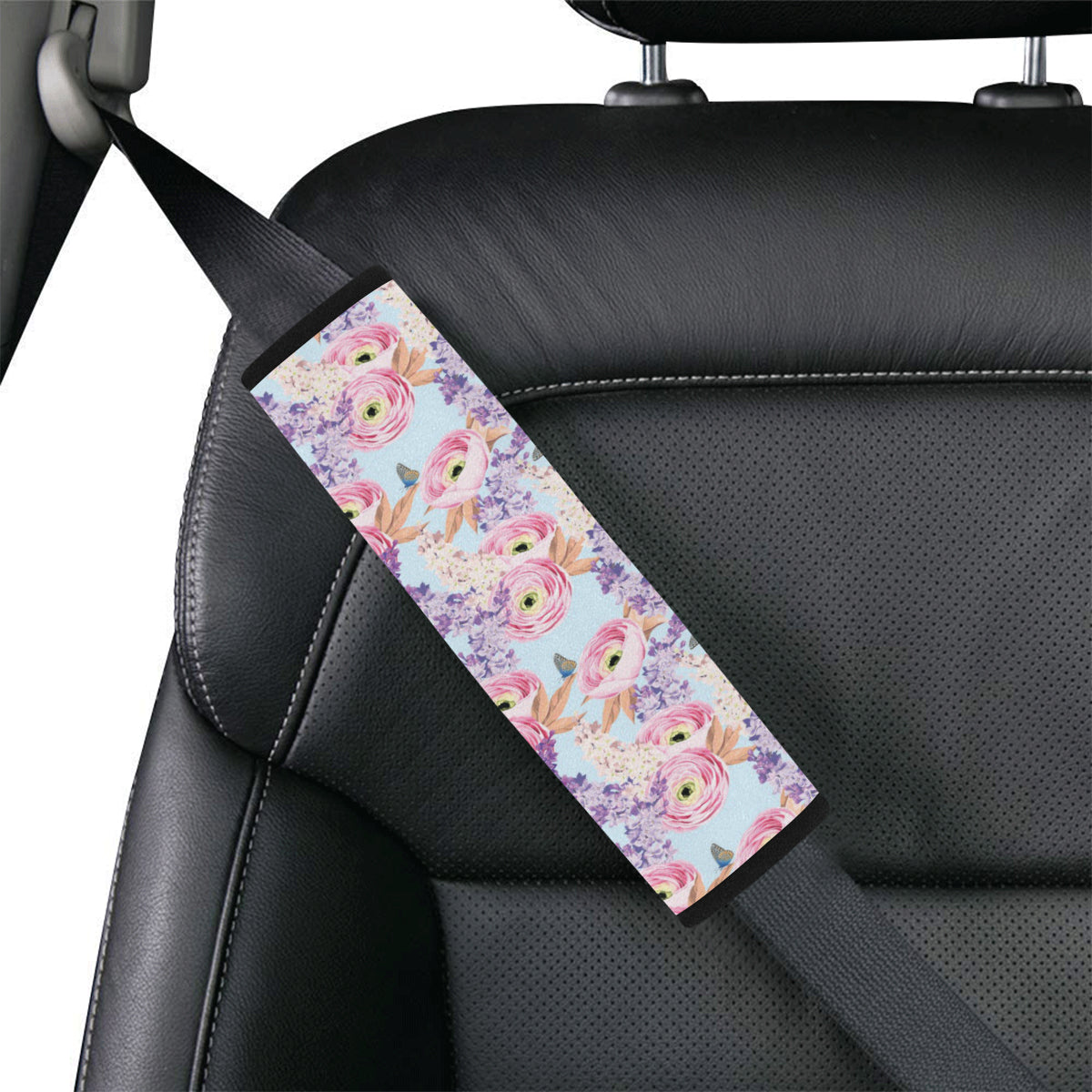 Lilac Pattern Print Design LI03 Car Seat Belt Cover