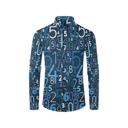 Number Pattern Print Design A02 Men's Long Sleeve Shirt