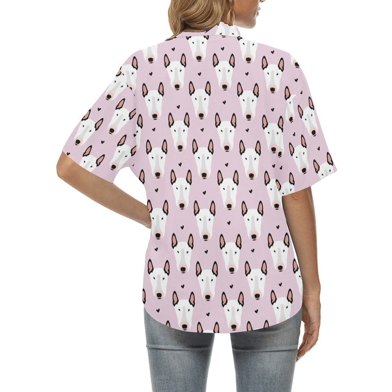 Bull Terrier Pink Print Pattern Women's Hawaiian Shirt