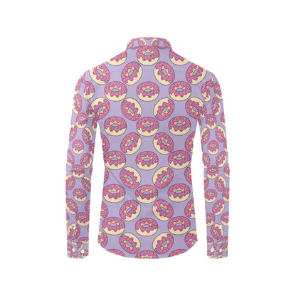 Donut Pattern Print Design DN015 Men's Long Sleeve Shirt