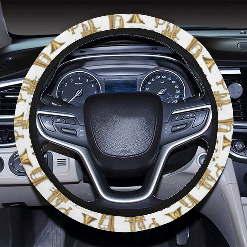 Trumpet with Music Note Print Steering Wheel Cover with Elastic Edge