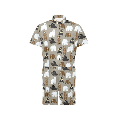 Bear Pattern Print Design BE03 Men's Romper