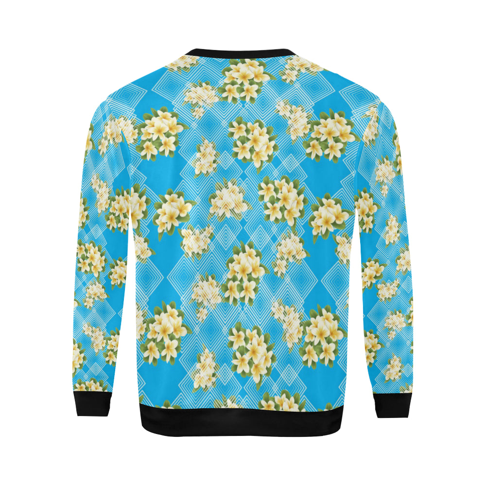 Yellow Plumeria Design Print Pattern Men Long Sleeve Sweatshirt