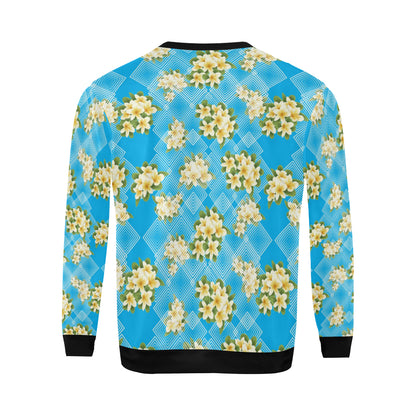 Yellow Plumeria Design Print Pattern Men Long Sleeve Sweatshirt