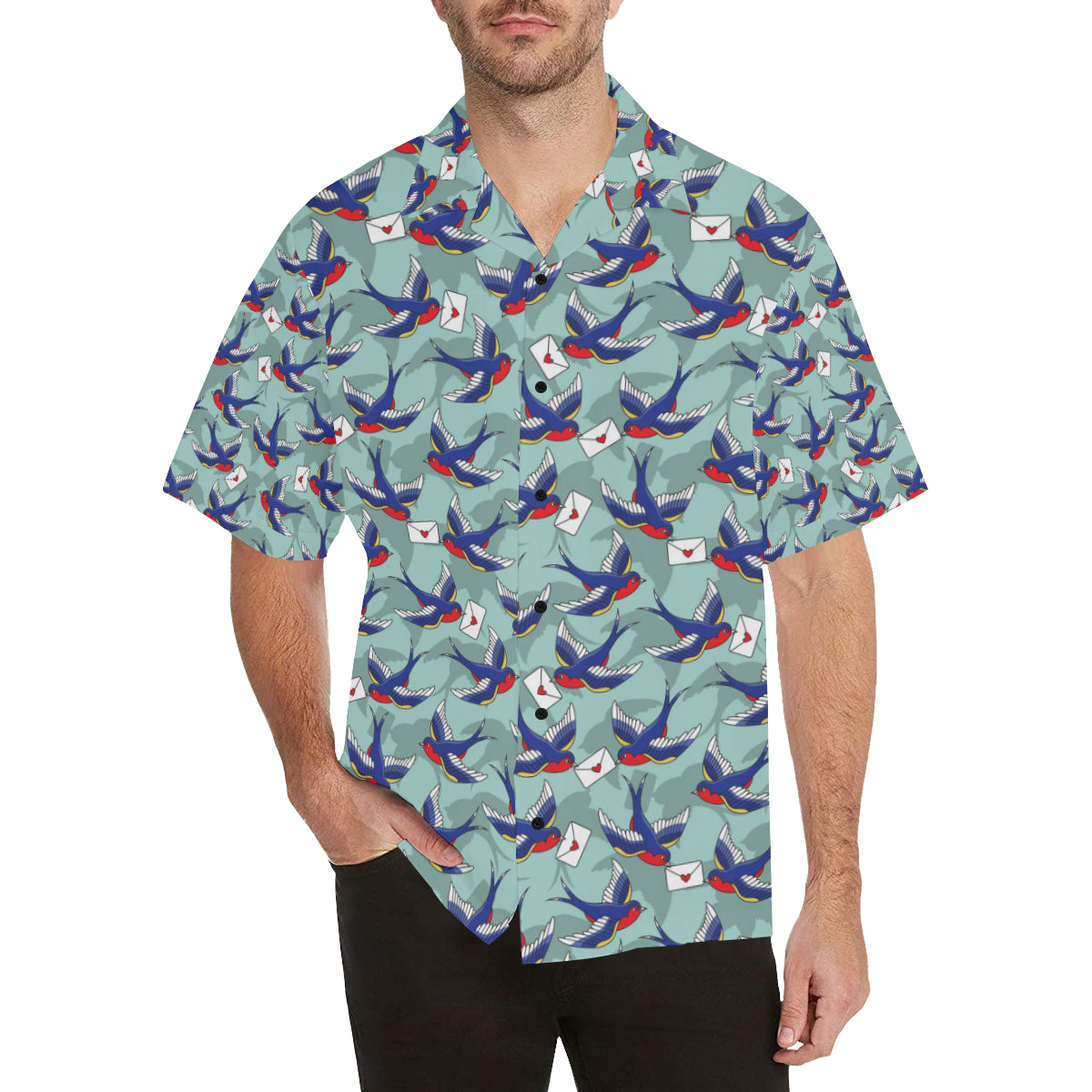 Swallow Bird Pattern Print Design 02 Men's Hawaiian Shirt