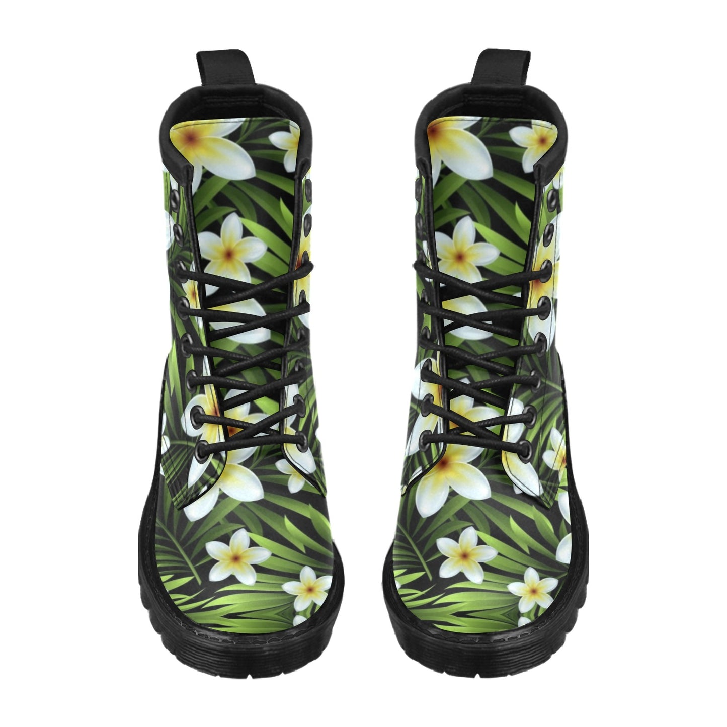 White Plumeria Pattern Print Design PM06 Women's Boots