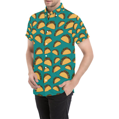 Taco Pattern Print Design TC07 Men's Short Sleeve Button Up Shirt