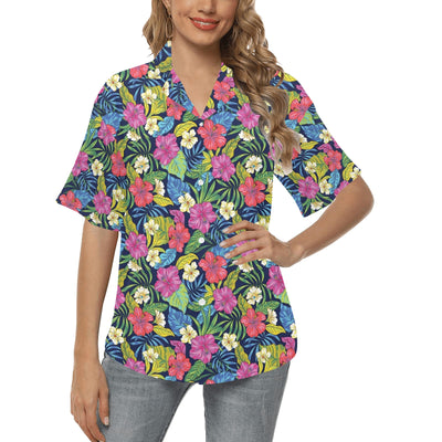 Hibiscus Print Design LKS3010 Women's Hawaiian Shirt