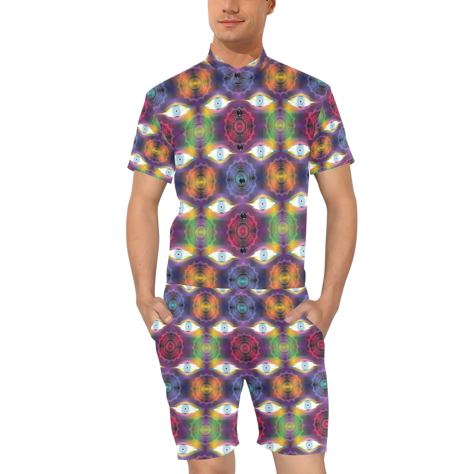 Chakra Eye Print Pattern Men's Romper