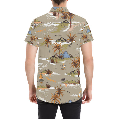 Pacific island Pattern Print Design A05 Men's Short Sleeve Button Up Shirt