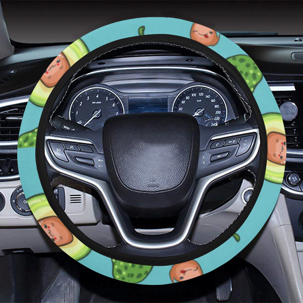 Avocado Pattern Print Design AC05 Steering Wheel Cover with Elastic Edge