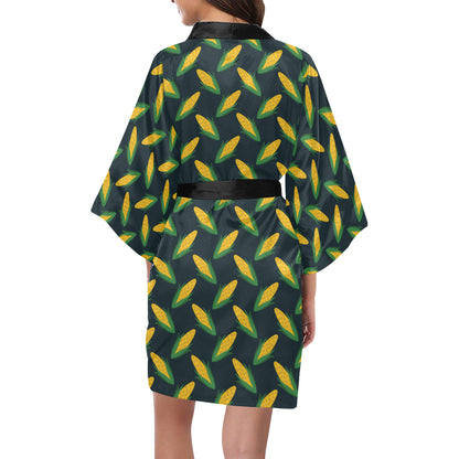 Corn Pattern Print Design 02 Women's Short Kimono