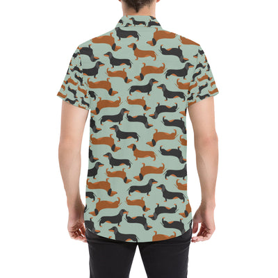 Dachshund Cute Print Pattern Men's Short Sleeve Button Up Shirt