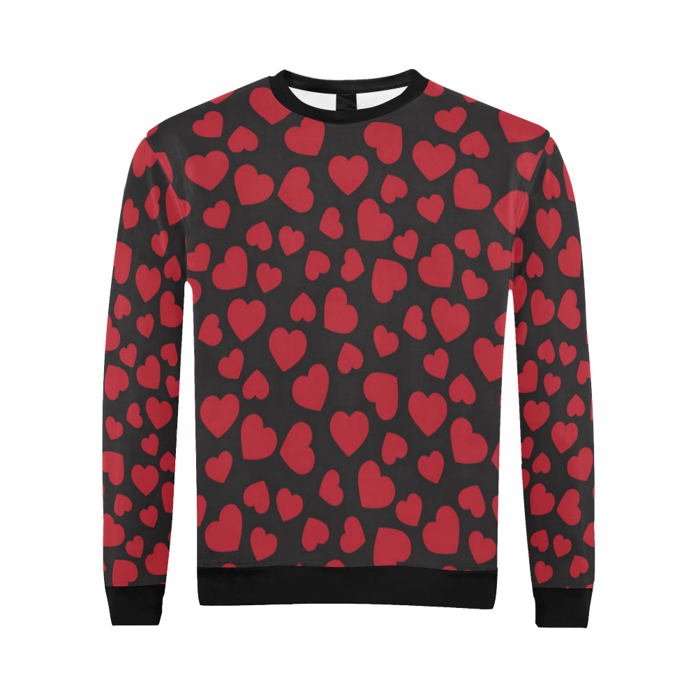 Heart Red Pattern Print Design HE01 Men Long Sleeve Sweatshirt