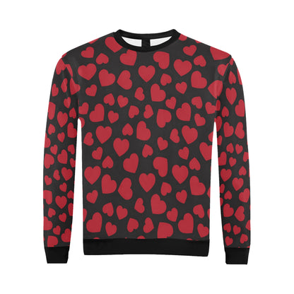 Heart Red Pattern Print Design HE01 Men Long Sleeve Sweatshirt