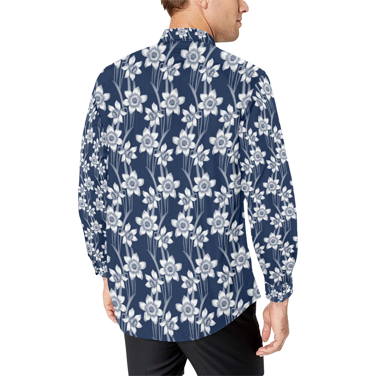Daffodils Pattern Print Design DF09 Men's Long Sleeve Shirt
