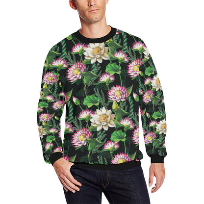 Water Lily Pattern Print Design WL010 Men Long Sleeve Sweatshirt