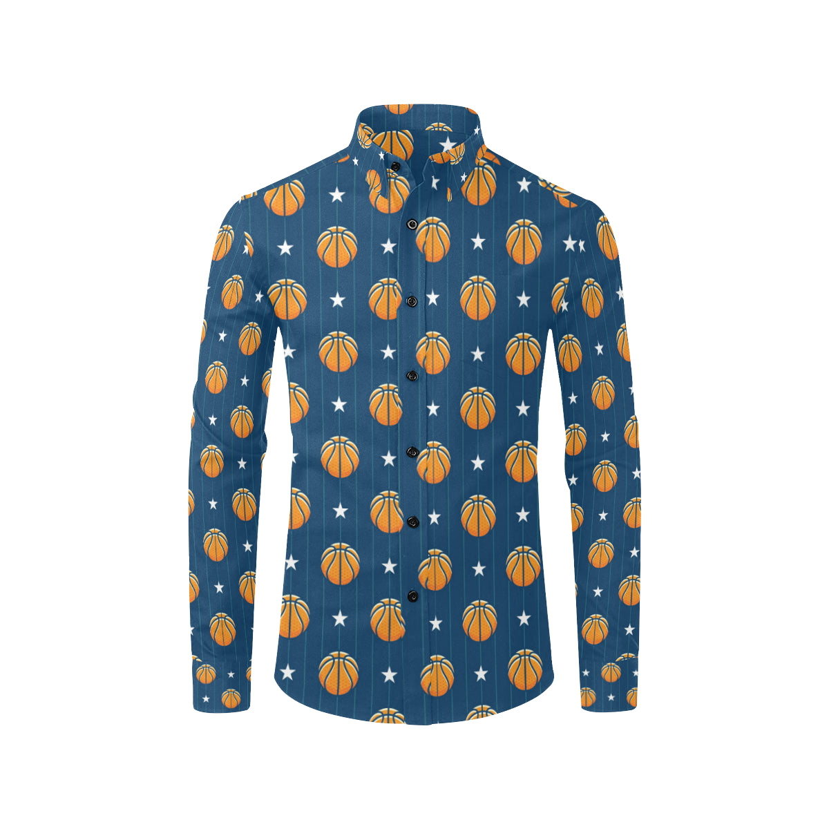 Basketball Star Print Pattern Men's Long Sleeve Shirt