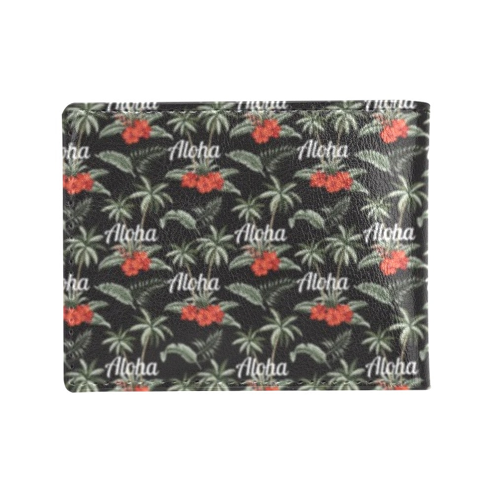 Aloha Palm Tree Design Themed Print Men's ID Card Wallet